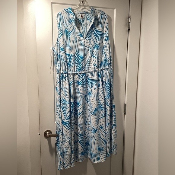 NWOT Anne Klein Printed Drawstring Midi Dress Size 2X - Picture 2 of 5